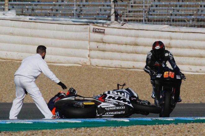 Moto3王者のホルヘ・マルティンはクラッシュにより負傷してしまった
