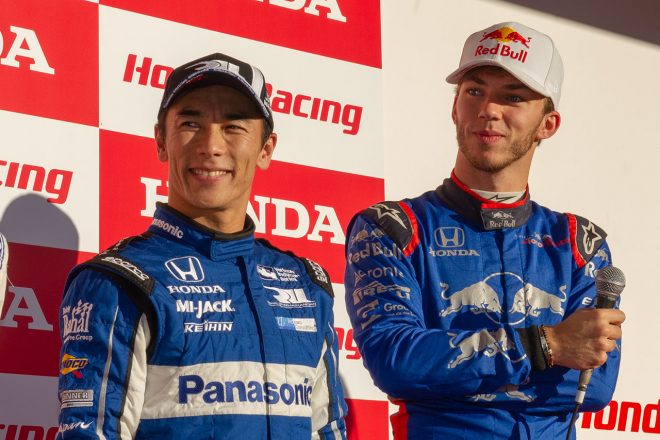 ホンダ・レーシング・サンクスデー2018でスーパーGT500を本格ドライブした佐藤琢磨とピエール・ガスリー