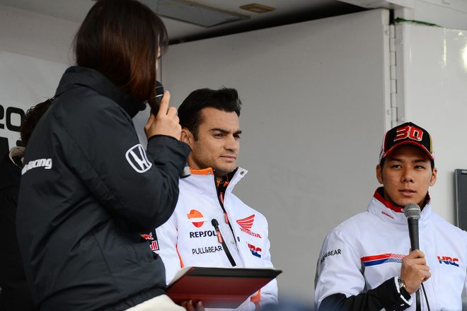 「来年もMotoGPクラスに、LCRホンダ・イデミツから参戦します。応援よろしくお願いします」と中上は来季に向けた決意を語った