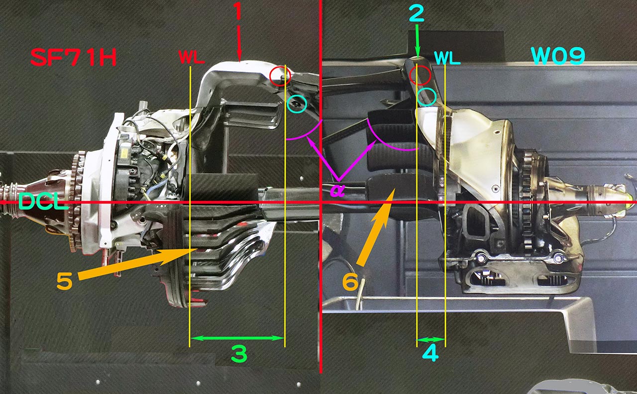 津川哲夫の津川哲夫2018年私的ベストメカ3/5 メルセデスとフェラーリのアップライト周辺比較