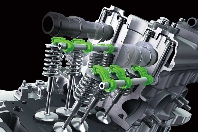 採用されているフィンガーフォロワーロッカーアームは、カワサキのSBKエンジニアが設計したもの