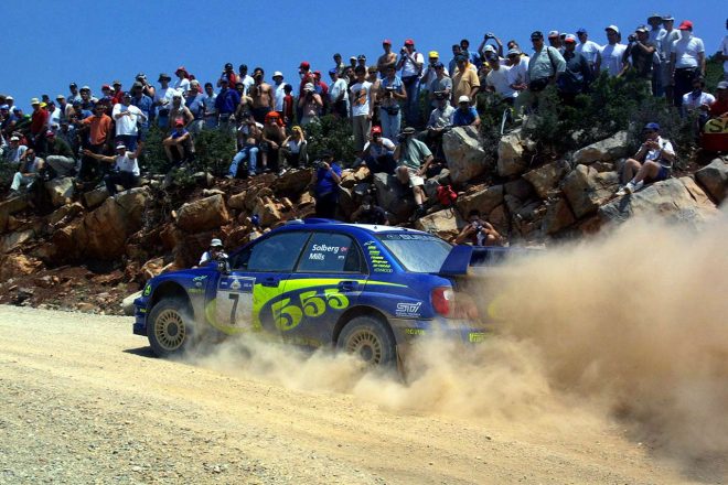 2003年、ペター・ソルベルグがドライブしたスバル・インプレッサWRC