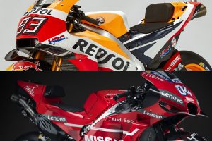 ホンダRC213V(上)とドゥカティ・デスモセディチGP19