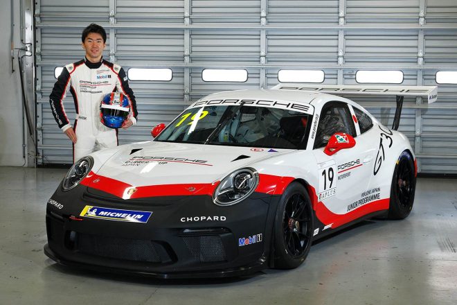 ポルシェジャパンジュニアドライバーに選出された笹原右京