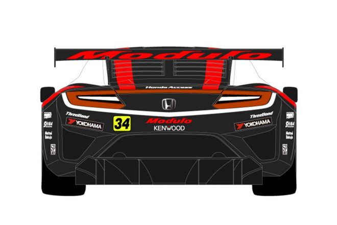 2019年のスーパーGT GT300クラスを戦うModulo Drago CORSEのModulo KENWOOD NSX GT3（リヤ）