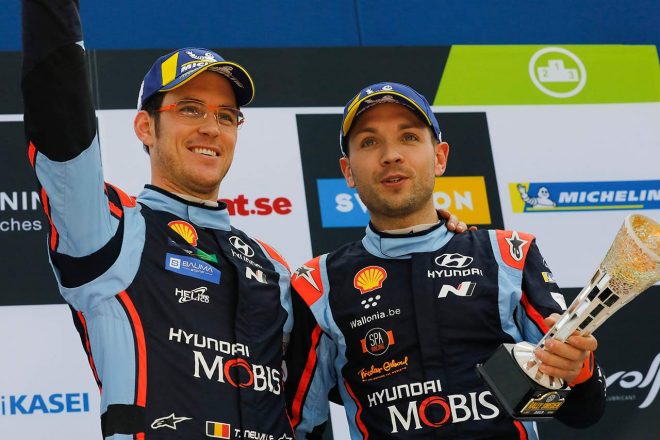 開幕2戦で連続表彰台を獲得したティエリー・ヌービル（ヒュンダイi20クーペWRC）