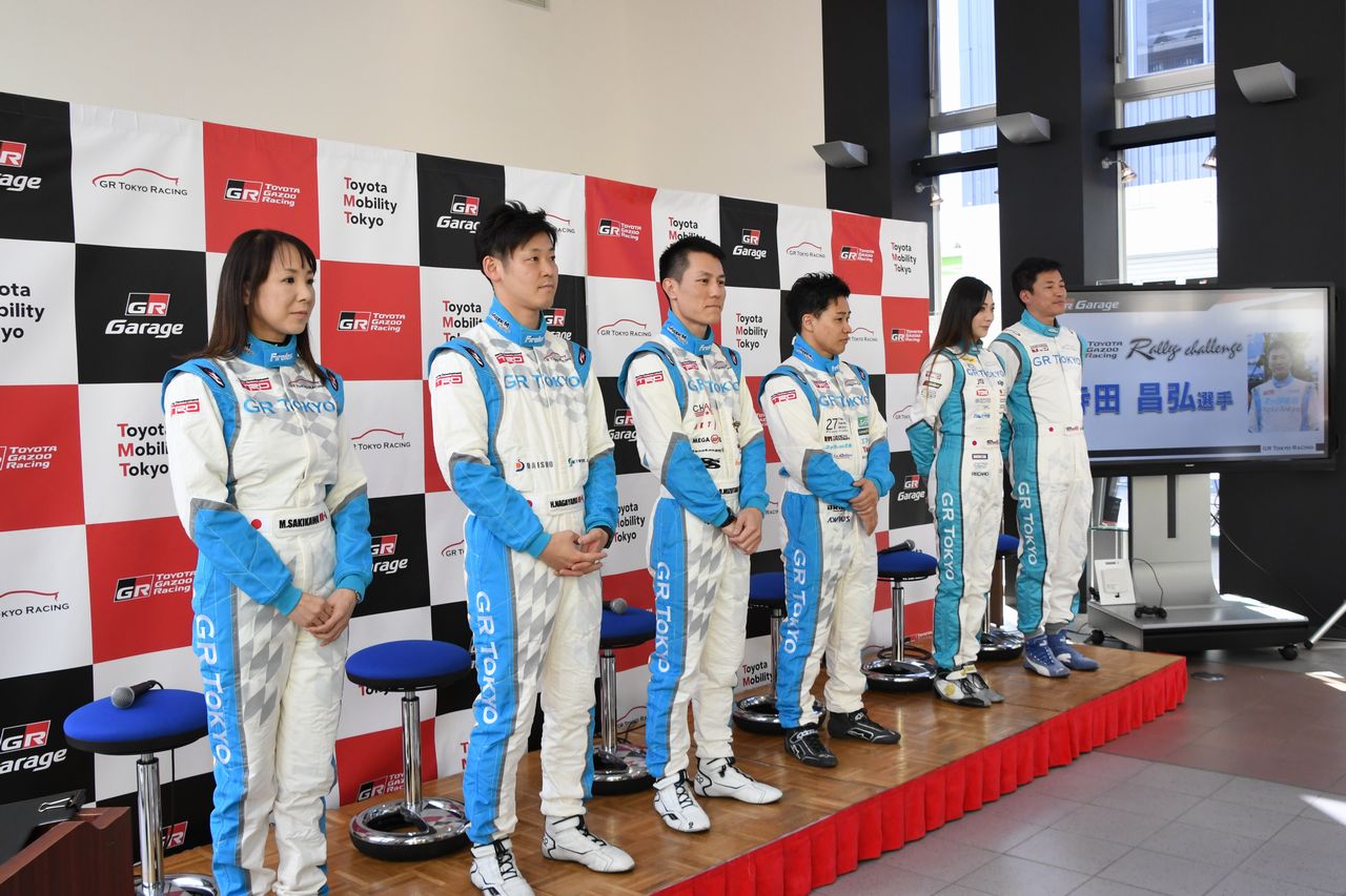 GR Garage東京三鷹で行われた2019モータースポーツ体制発表会に登場したGR Tokyo Racingのドライバー／コドライバーたち