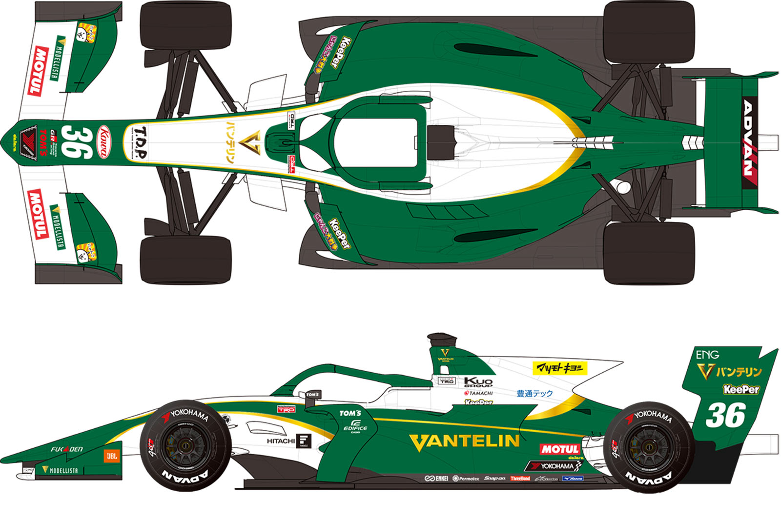 スーパーフォーミュラ：VANTELIN TEAM TOM'Sが2019年カラー公開。興和