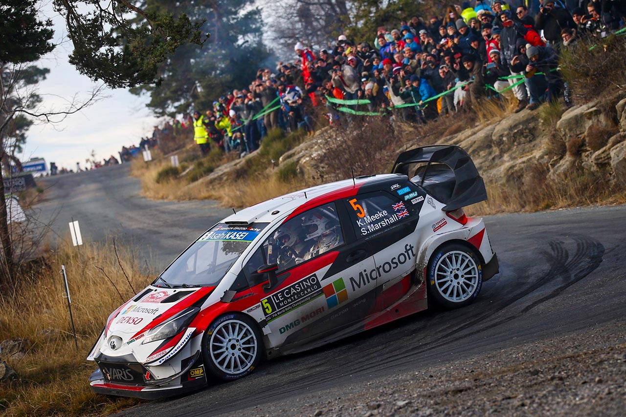 第1戦モンテカルロのパワーステージを走るクリス・ミーク（トヨタ・ヤリスWRC）