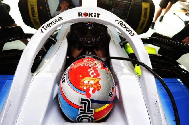 2019年F1第3戦中国GP　ジョージ・ラッセル（ウイリアムズ）もF1開催1000回目記念の特別ヘルメット