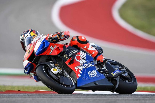 コンスタントに上位につけていたミラー。アメリカズGPでは、プラマック・レーシングのタイトルスポンサーににランボルギーニがついた