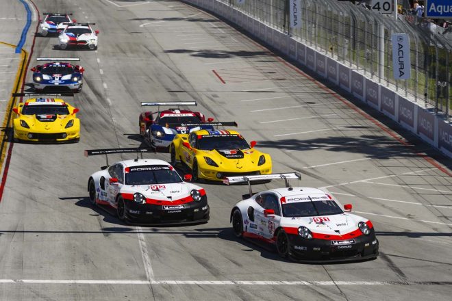 IMSAウェザーテック・スポーツカー選手権GTLMクラスはポルシェ、シボレー、フォード、BMWがワークス参戦している