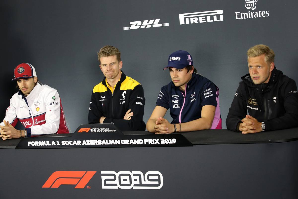 F1第4戦アゼルバイジャンGP　木曜会見　アントニオ・ジョビナッツィ、ニコ・ヒュルケンベルグ、ランス・ストロール、ケビン・マグヌッセン