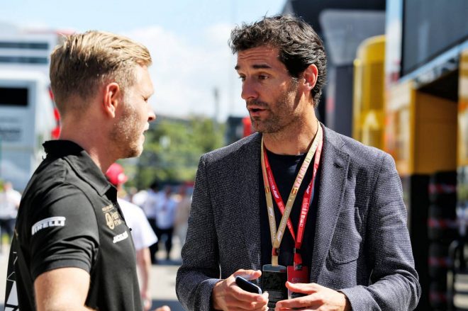 2019年F1第5戦スペインGP　ケビン・マグヌッセン（ハース）、元F1ドライバーのマーク・ウェバー
