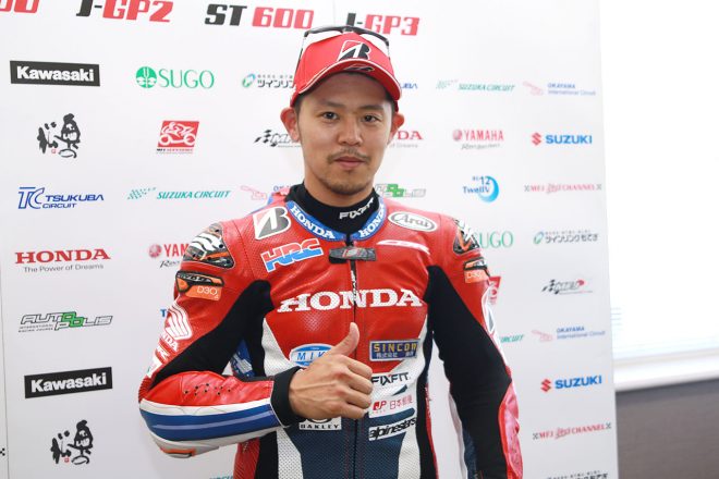 予選ポールポジション会見に臨んだ高橋巧（Team HRC）