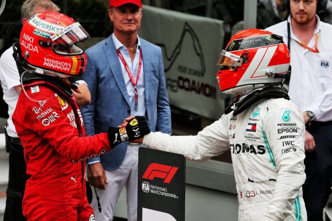 2019年F1第6戦モナコGP　ルイス・ハミルトン、セバスチャン・ベッテル