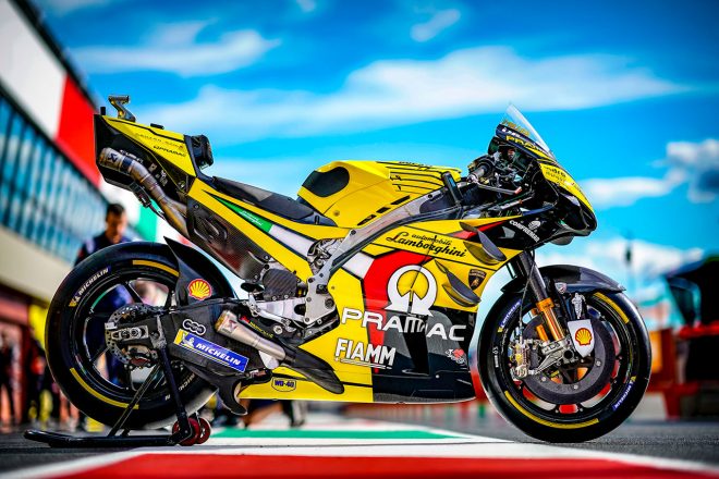 ランボルギーニカラーが施されたジャック・ミラーのデスモセディチGP