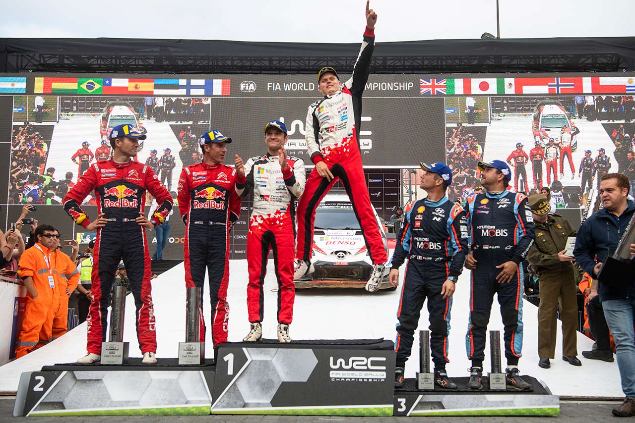 2019年のWRC第6戦チリを制したオット・タナク（トヨタ・ヤリスWRC）