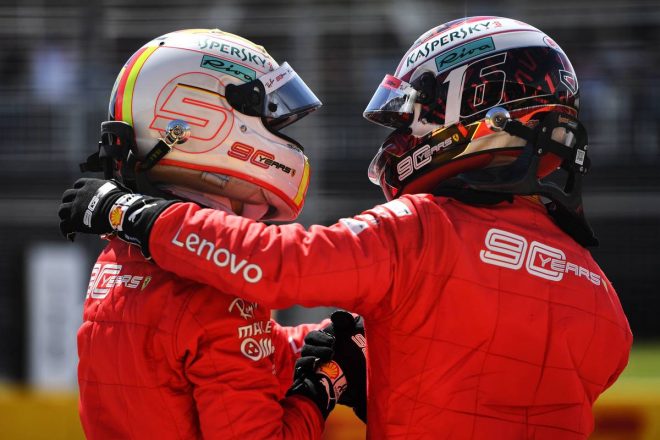 2019年F1第7戦カナダGP　ポールポジションを獲得したセバスチャン・ベッテルと3番手のシャルル・ルクレール
