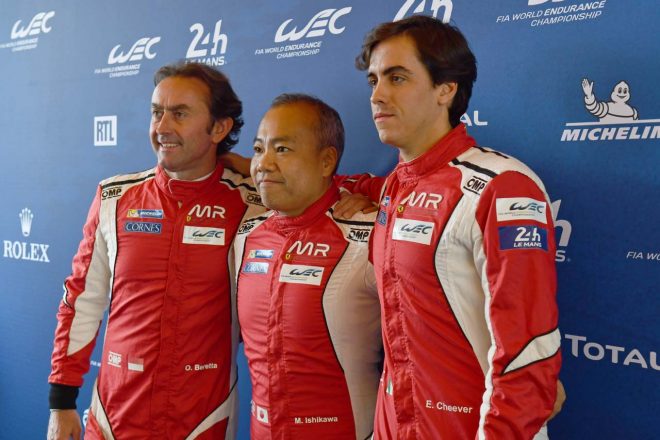 MR Racingの（左）からオリビエ・ベレッタ、石川資章、エドワード・チーバー