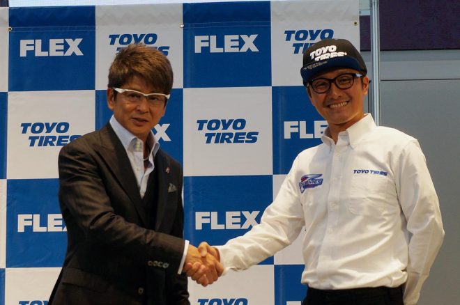 哀川翔、川畑真人『FLEX SHOW AIKAWA Racing with TOYO TIRES』参戦発表会