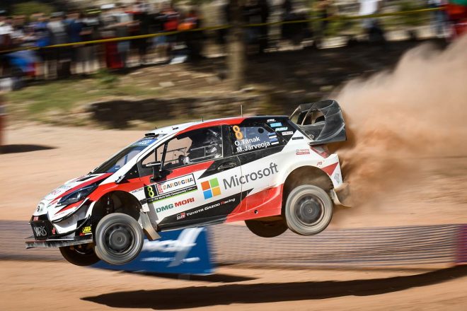 2019年のWRC第8戦イタリアで総合優勝目前に迫ったオット・タナク（トヨタ・ヤリスWRC）