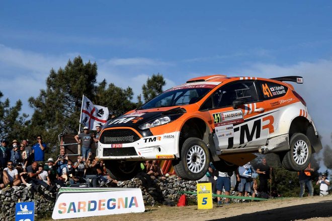 WRC2を戦った勝田貴元（フォード・フィエスタR5）も不運に見舞われた