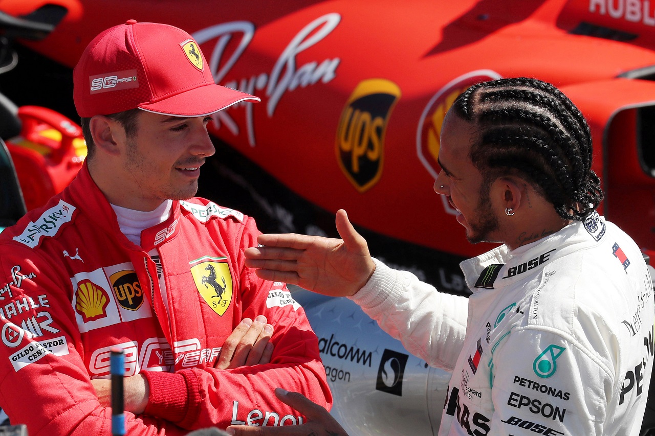 2019年F1第8戦フランスGP　シャルル・ルクレール（フェラーリ）とルイス・ハミルトン（メルセデス）