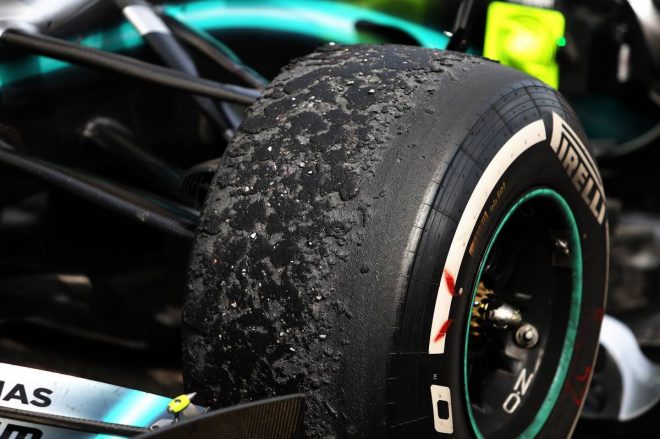 2019年F1第8戦フランスGP　決勝レース後のルイス・ハミルトンのタイヤ