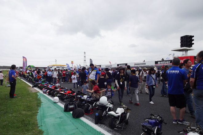 ピットウォーク中に並んだポケバイ