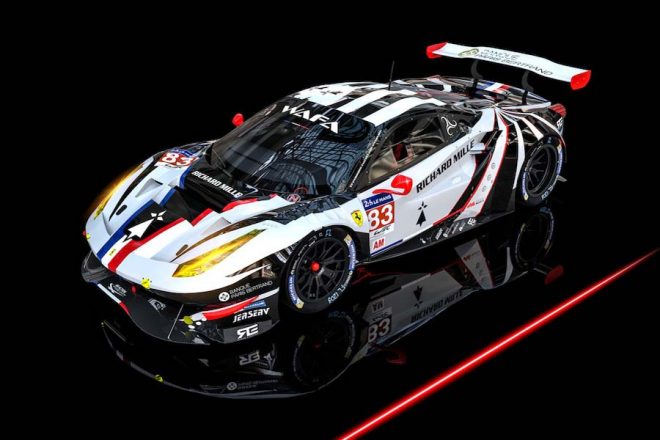 83号車フェラーリ488 GTE Evoのニューリバリー。ブルターニュの旗がイメージされている