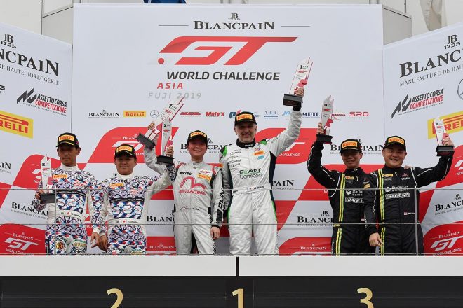 ブランパンGTワールドチャレンジ・アジア　GT4表彰台