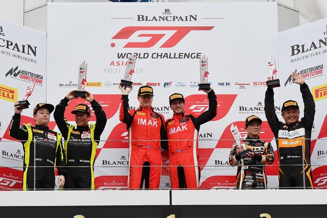 ブランパンGTワールドチャレンジ・アジア　レース1のアマクラス表彰台