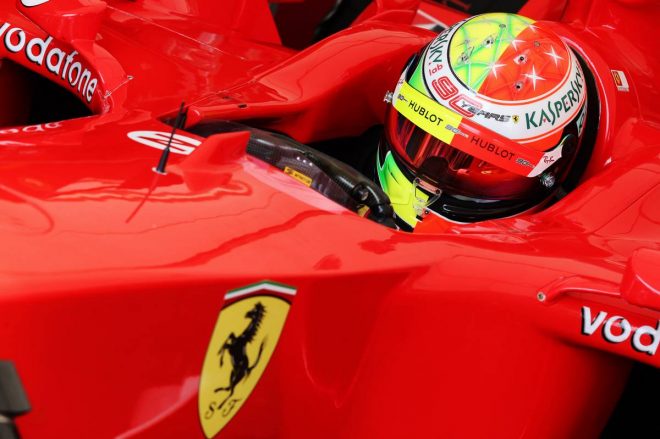 2019年F1第11戦ドイツGP　フェラーリのテストドライバーのミック・シューマッハーがフェラーリF2003-GAをドライブ