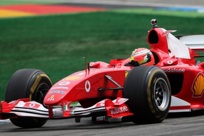 2019年F1第11戦ドイツGP　フェラーリのテストドライバーのミック・シューマッハーがフェラーリF2004をドライブ