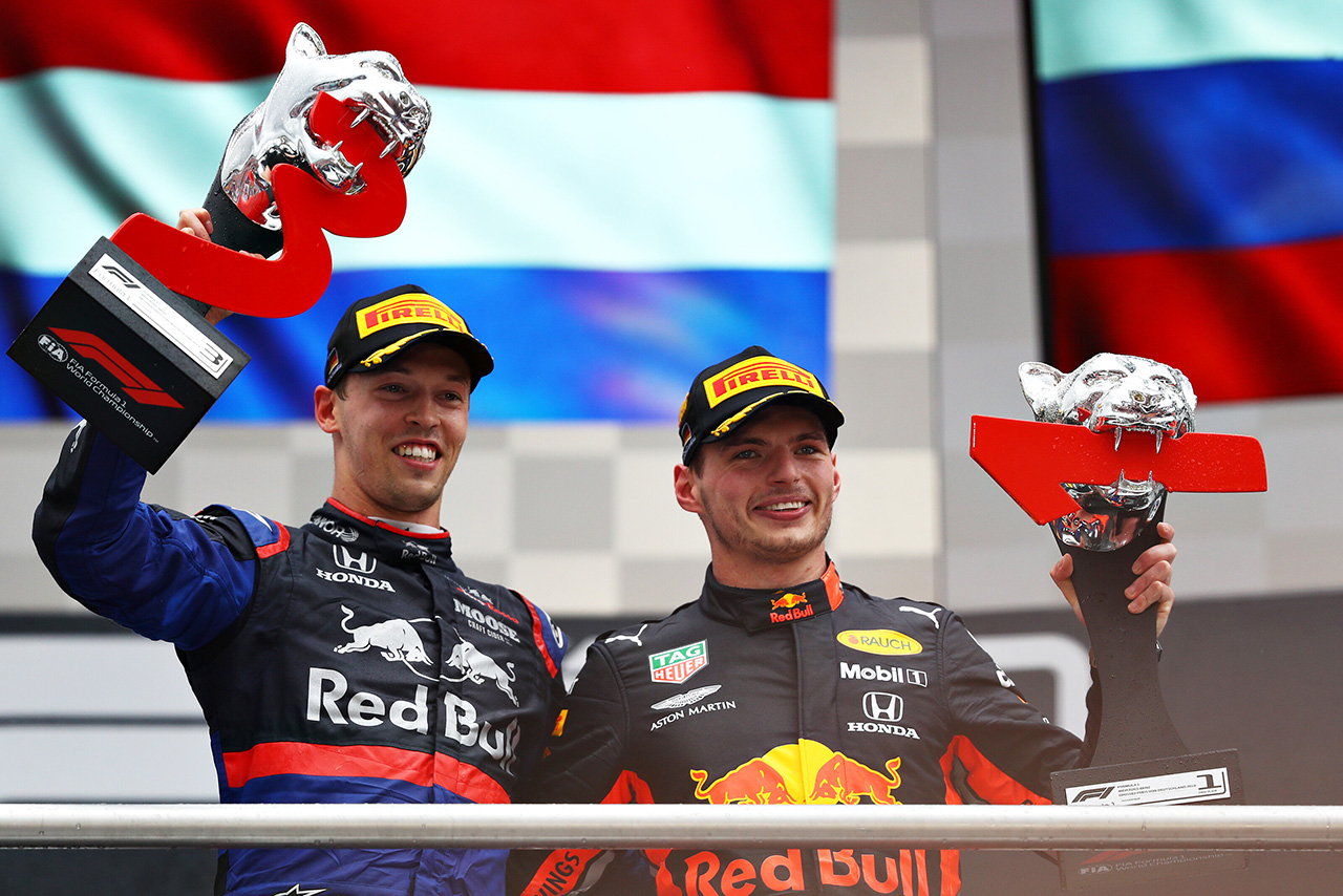 2019年F1第11戦ドイツGP　マックス・フェルスタッペン（レッドブル・ホンダ）、ダニール・クビアト（トロロッソ・ホンダ）