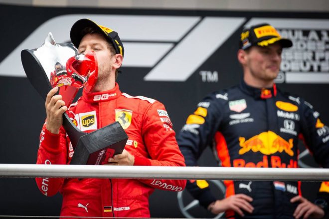 2019年F1第11戦ドイツGP、マックス・フェルスタッペンが優勝、2位は最後尾から追い上げたセバスチャン・ベッテル