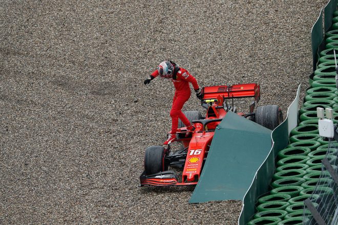 2019年F1第11戦ドイツGP　クラッシュしたシャルル・ルクレール（フェラーリ）は無念のリタイア