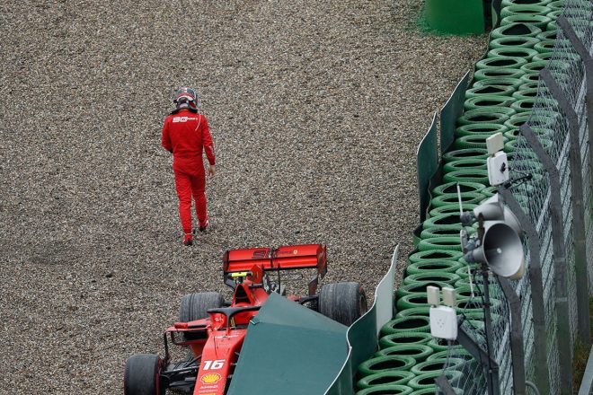 2019年F1第11戦ドイツGP　クラッシュしたシャルル・ルクレール（フェラーリ）は無念のリタイア