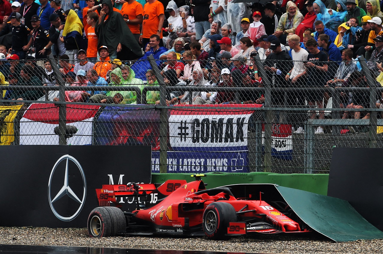 2019年F1第11戦ドイツGP日曜　シャルル・ルクレール（フェラーリ）がクラッシュしリタイア