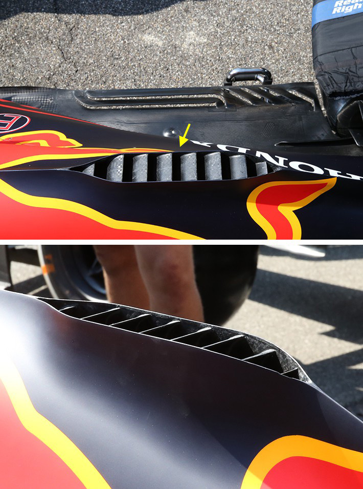 【F1技術解説】レッドブル・ホンダの高温対策と、メルセデスが導入した小さなデフレクター