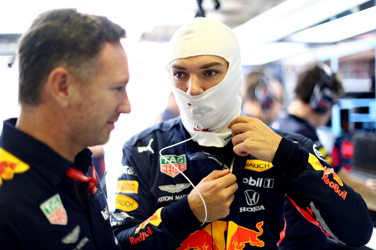 2019年F1第12戦ハンガリーGP土曜　ピエール・ガスリー（レッドブル・ホンダ）とチーム代表クリスチャン・ホーナー