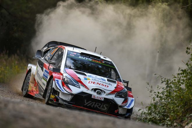 WRC第10戦フィンランドで2019年シーズン4勝目を挙げたオット・タナク（トヨタ・ヤリスWRC）