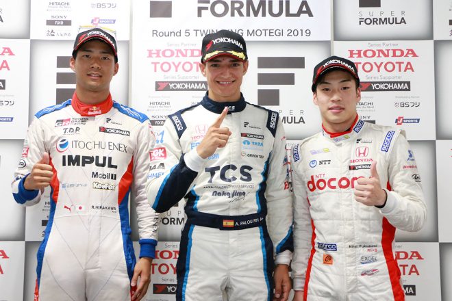 スーパーフォーミュラ第5戦予選トップ3のアレックス・パロウ、平川亮、福住仁嶺