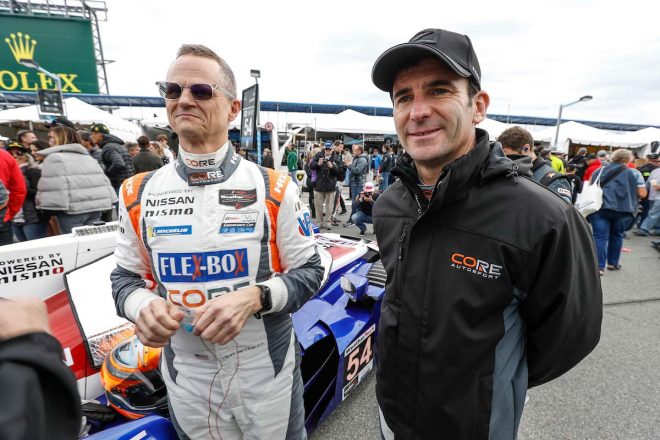 ジョナサン・ベネット（左）とロングディスタンスレースで同チームの助っ人を務めるロマン・デュマ（右）