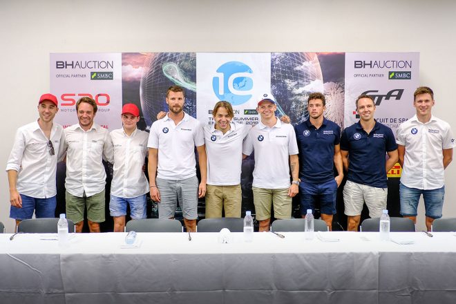 2019年の鈴鹿10時間、予選トップ3会見に登場した3チーム9名のドライバーたち