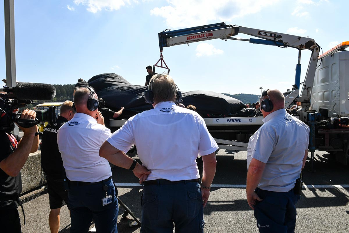 2019年F1第13戦ベルギーGP　クラッシュしたルイス・ハミルトンのマシン