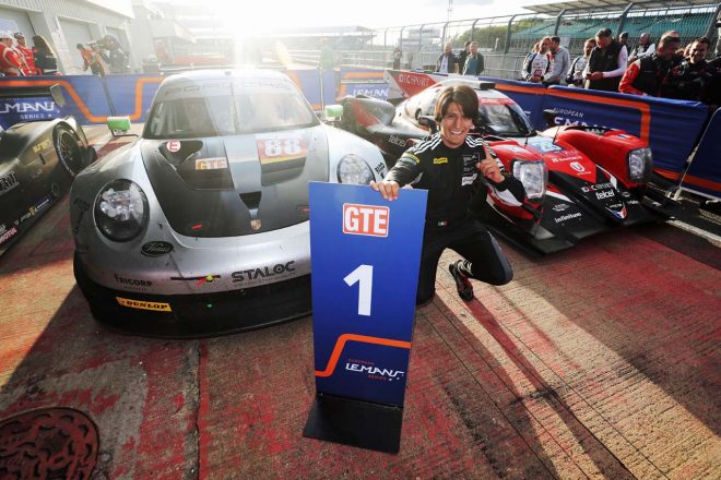 GTEクラス優勝を飾ったプロトン・コンペティションのリカルド・サンチェス／88号車ポルシェ911 RSR