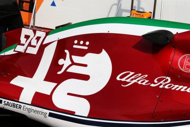 2019年F1第14戦イタリアGP　アルファロメオC38のイタリアテーマカラー