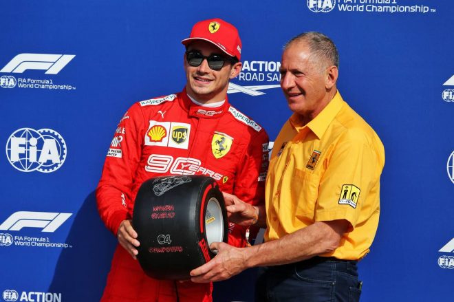 2019年F1第14戦イタリアGP　ポールポジションを獲得したシャルル・ルクレール（フェラーリ）